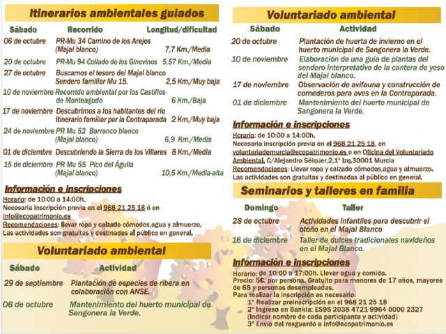 caermurcia's tweet photo. @MuMedioAmbiente propone actividades para conocer y disfrutar la naturaleza de #Murcia con toda la familia hasta diciembre: rutas ambientales guiadas, seminarios y talleres en familia con actividades de voluntariado ambiental
¡Conoce todo el programa! https://t.co/AE2Qib5GSV https://t.co/ByPjvmXUDO