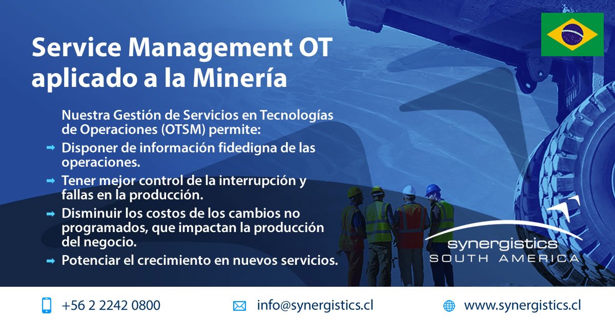 synergisticscl's tweet photo. Esta semana cerraremos primera etapa de implementación del Modelo de Service Management en Operaciones de Minería (OTSM), para un cliente en Brasil. 
Este proyecto mejora el nivel de control del servicio, infraestructura y sensibiliza la respuesta del equipo de TI a la operación. https://t.co/hiapNDFbi8