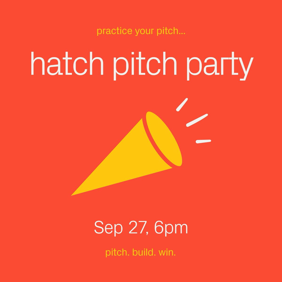 Looking for an opportunity to practice your pitch for #HatchThis2018? Look no further than the Pitch Party. Now's your chance to get your idea in front of your peers and get their feedback before the big event! 
facebook.com/events/3422368…