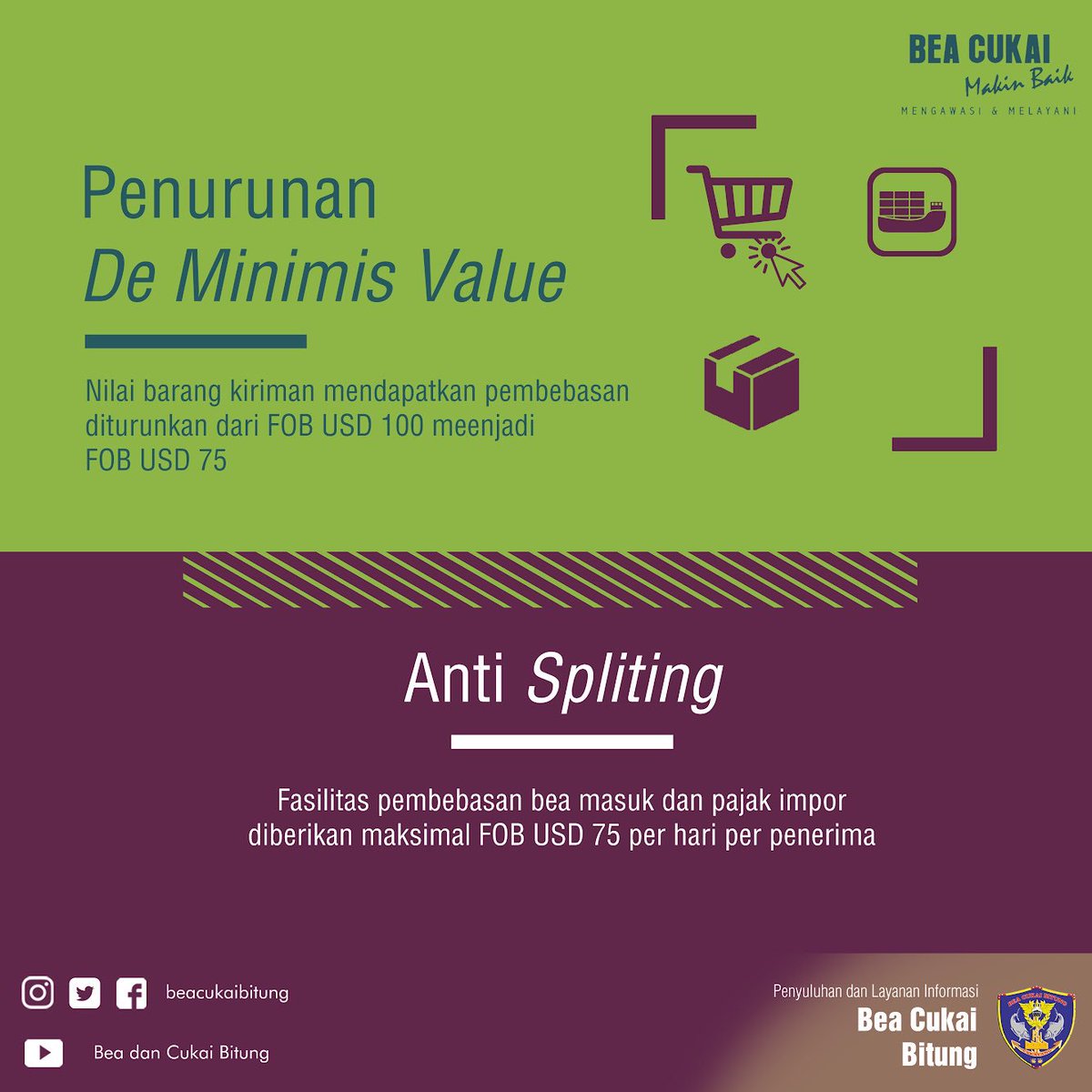 beacukaibitung's tweet photo. Selamat sore.
Sore ini admin akan membagikan pengetahuan mengenai PMK-112/PMK.04/2018 tentang Perubahan Kebijakan Impor Barang Kiriman/E-Commerce
Semoga bermanfaat ☺️
#beacukaiRI
#kanwilbcsulbagtara
#bcbitung
#beacukaimakinbaik
#setiapkitaadalahhumas
#barangkiriman
#eduBC https://t.co/FLFIiBnJVd
