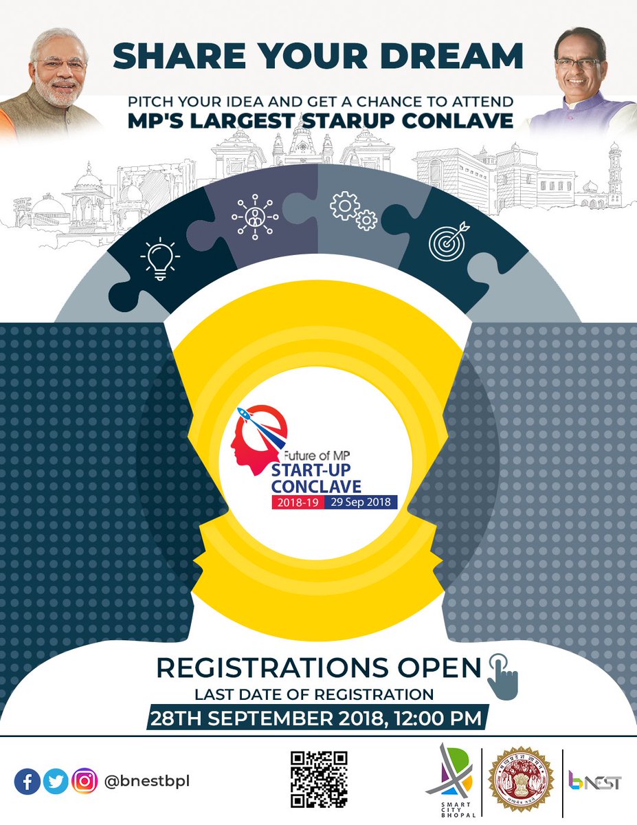 bnestbpl's tweet photo. "Your idea for your MP" contest, conducted by B-Nest. Submit your entries on https://t.co/RhFehIaqNW
@ChouhanShivraj #FutureofMP #MPStartupConclave18 #beNxt #scaleup https://t.co/BCpaIdNl3I