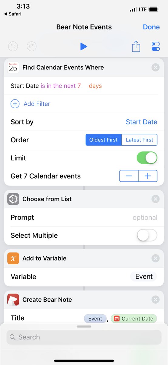 BearNotesApp's tweet photo. This is another clever use of Bear + Siri Shortcuts in iOS 12! It creates a new note based on an upcoming Calendar event, including a link back to the event.

Shortcut: https://t.co/UFAyJSUGvv

Original Reddit post: https://t.co/X2LvJtLc9e https://t.co/XSb7tgtqkV