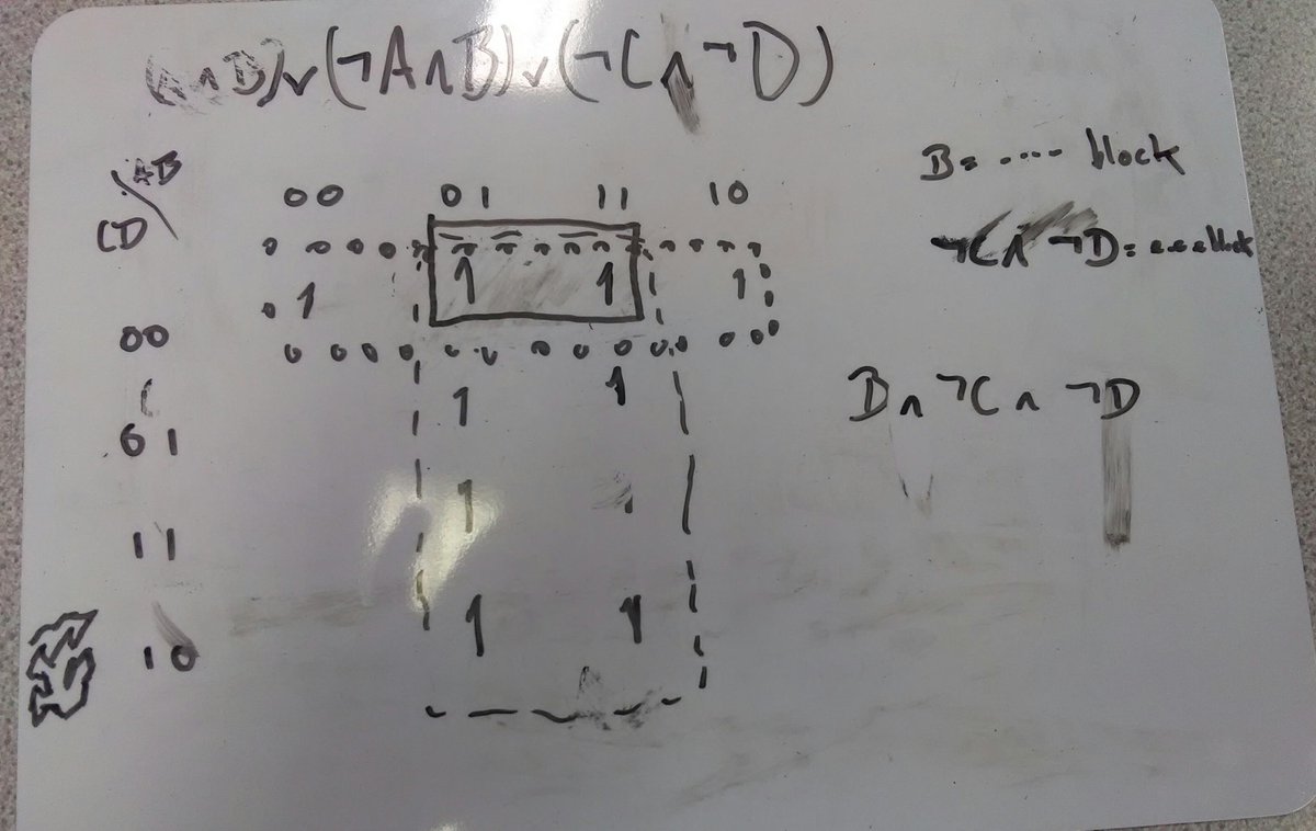 VeritasCompSci's tweet image. Some nice Karnaugh Maps in #alevelcomputerscience today #caschat @MichaelsVeritas