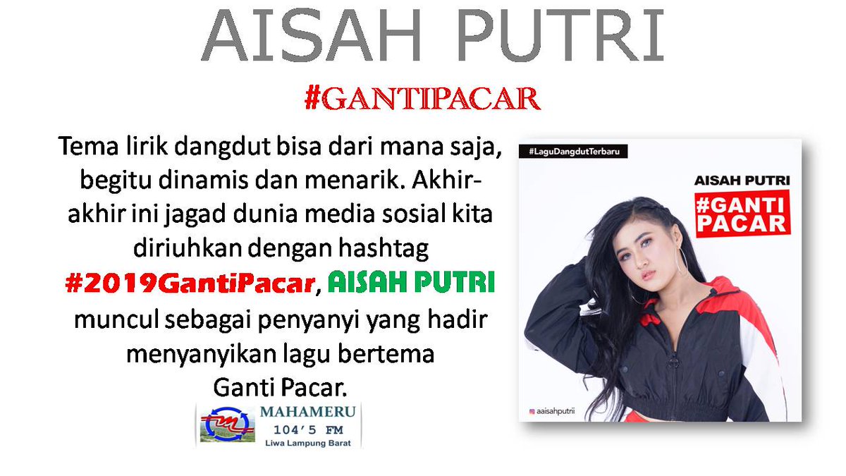 #GantiPacar Single Aisah Putri <a href="/aisahputri_id/">Aisah Putri</a> Yang Begitu Dinamis dan Menarik
| <a href="/SaniMusicID/">Sani Music Indonesia</a> mahamerulambar.com/2018/09/ganti-…

 #HariBhaktiPostel