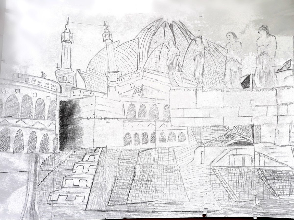 NcbisArt's tweet photo. This week's Art stars are from Y8. The students have created pencil drawings of imaginary skylines compiled of buildings from different times and places. Artwork by Sedra. Mia R, Tristan &amp; Miguel. https://t.co/aGIWwosuhu