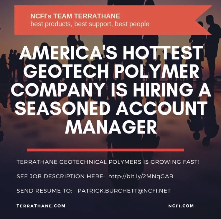 terrathane's tweet photo. We are hiring! NCFI Polyurethanes and Team Terrathane is looking for an experienced account manager. #sales #salerep #accountmanager #polyurethanes #foam #sprayfoam #polyurethanefoam #polymers #ncfi #jointeamterrathane #geotechnical #concretelifting #polyjacking https://t.co/mOOQIw1NVq