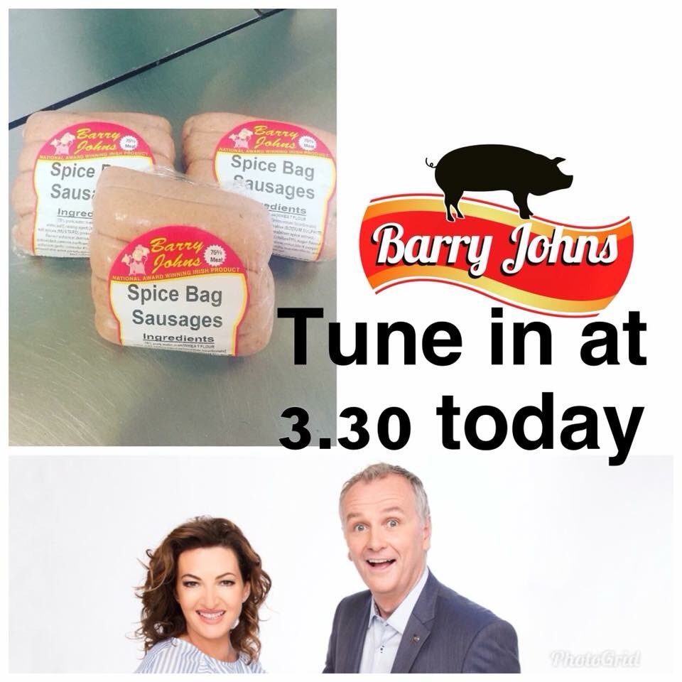 Barryjsausages's tweet photo. We are live at 3:30pm today folks on RTÉ Maura And Daithi Show here in Cork 
Tune in and witness the presenters dabble their hands at Sausage Making !! #GWR18 #78Sausages #Crowes @GWR @ThisIsCavan @RTEToday @rte @CavanChamber https://t.co/tHM3pnWNuZ