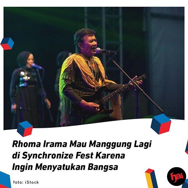 Raja dangdut Rhoma Irama bakal tampil bersama grup musiknya, Soneta, di Synchronize Festival 2018.

Festival musik garapan demajors dan Dyandra Entertainment itu bakal diadakan di Gambir Expo Kemayoran, Jakarta Pusat, pada 5, 6, dan 7 Oktober 2018 mendatang
.
Buka link di bi…