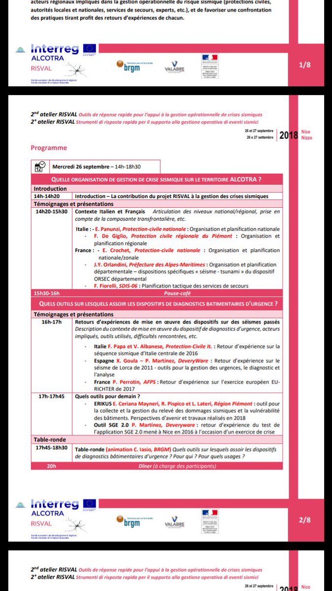 PacoMartNT's tweet photo. En #NIZA #2ndAtelier #RISVAL #InterregALCOTRA con el tema "Herramientas de respuesta rápida para ayudar en la gestión operativa de crisis sísmicas" https://t.co/OusCi1LRIi