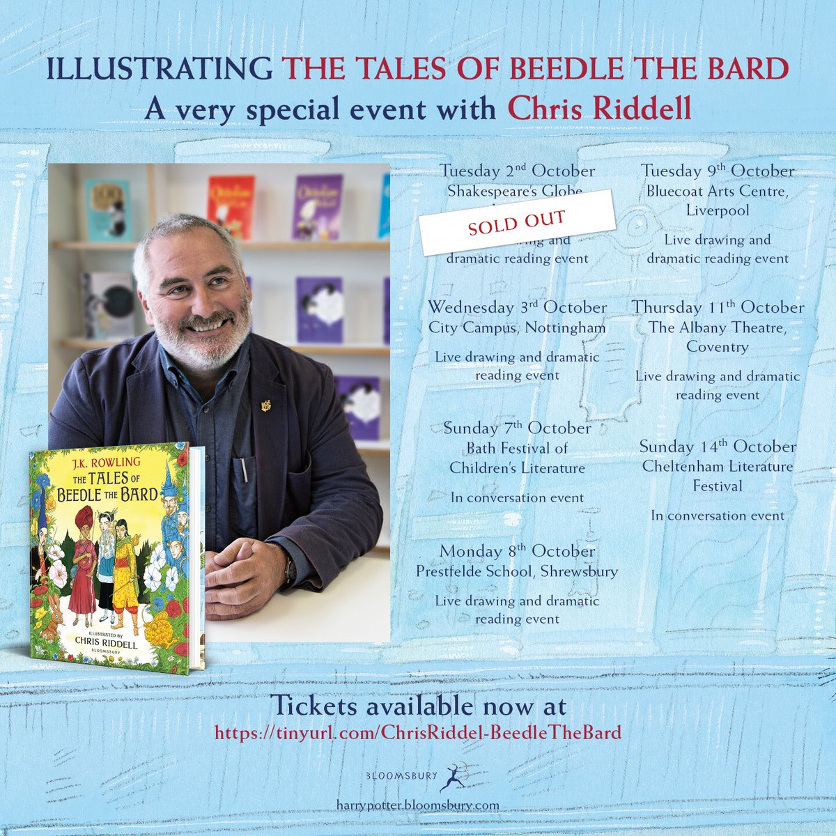 Delighted to be working with the <a href="/albanytheatre/">Albany Theatre</a> who are hosting <a href="/chrisriddell50/">chris riddell</a> October 11th for live drawing &amp; reading from #TheTalesofBeedleIllustrated Signings afterwards and books organised by <a href="/KenilworthBook/">Kenilworth Books🌱🌺🌻🦔</a> Book here: albanytheatre.co.uk/beedle-the-bard #FamilyEvent #Coventry