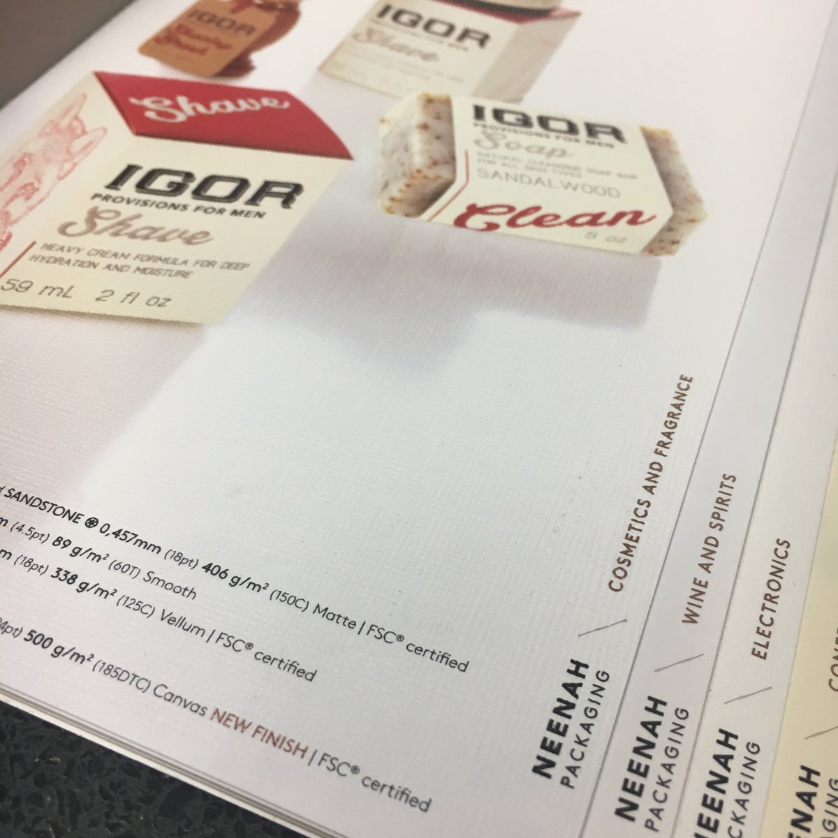 PureprintGroup's tweet image. In our #PureprintLibrary in Uckfield #PureprintLondon Bermondsey Street we have a great range of packaging materials including from @NeenahPaper  We love this textured board Sandstone #packaging #retailpackaging #packagingmaterial