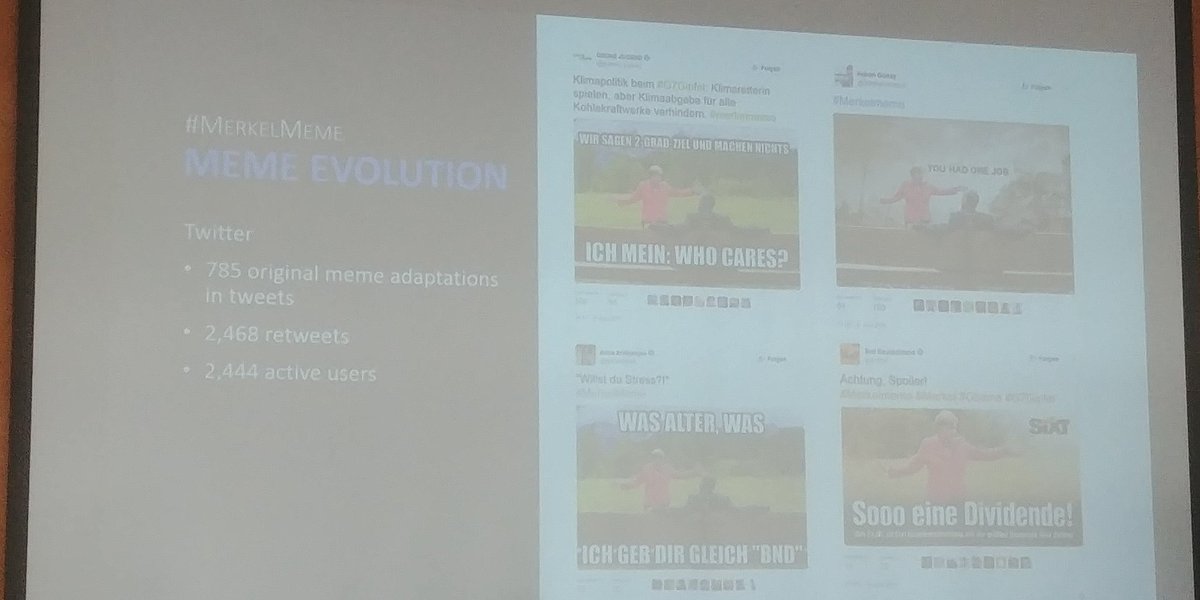 symbolicstorage's tweet photo. Lars Bülow & Marie-Luis Merten talk about the #merkelmeme as a multimodal construction #dgkl8 #day1 https://t.co/fsgJdNmlMX