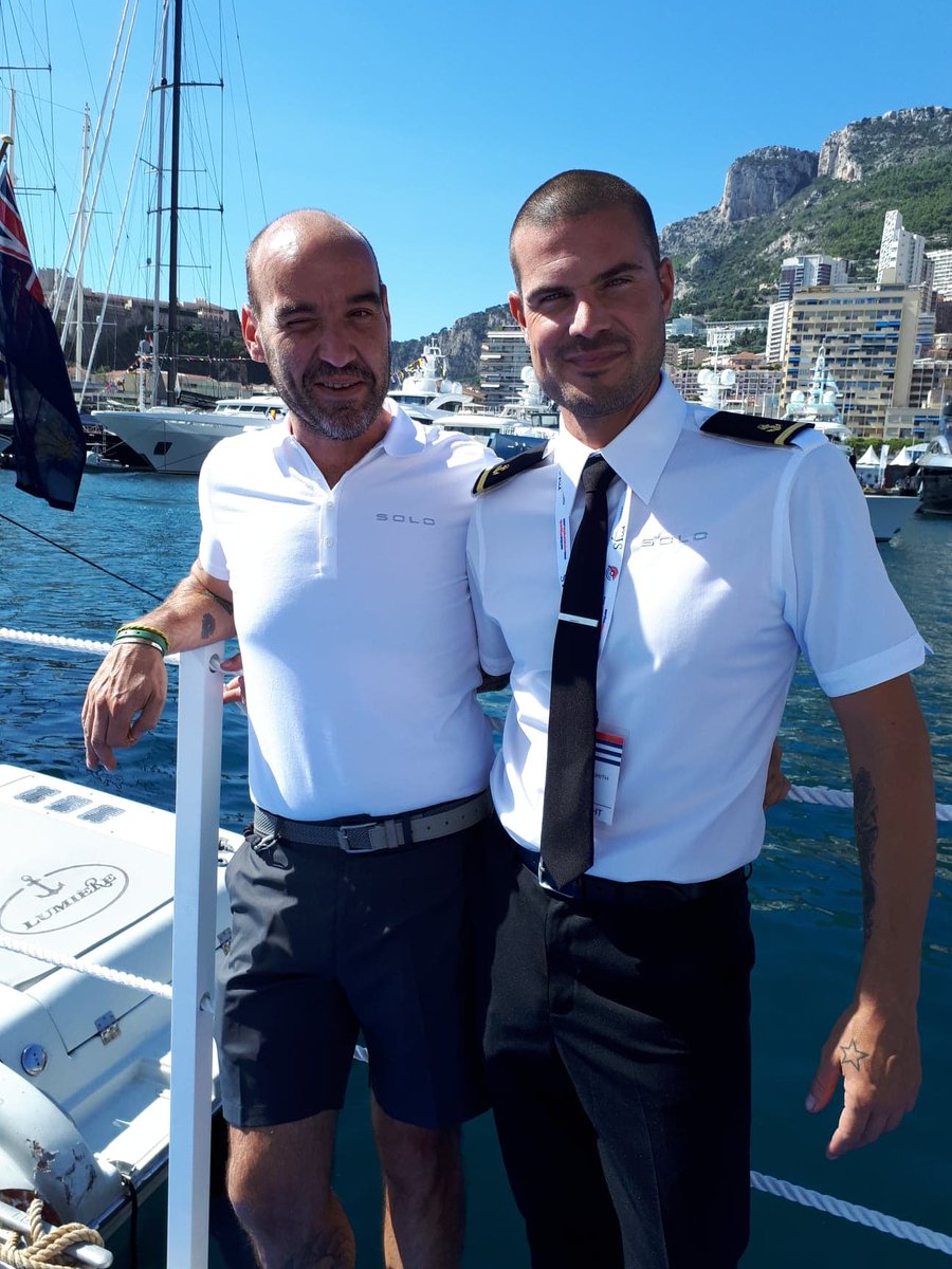 Yachtwear's tweet photo. They look smart in their uniforms! Guess who supplied them 😀  #Superyacht Solo winner of the MYS/RINA award #MYS2018 https://t.co/FQ5a70Sv2O