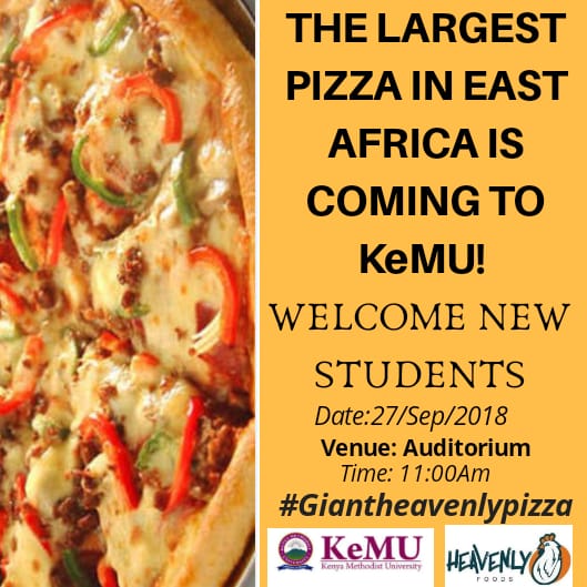 Heavenly Foods Ke Tommorow We Surprise The Freshers Kemukenya With The Giant Pizza Someone Who Has Never Seen The Giant Pizza For A Chance To Join Us