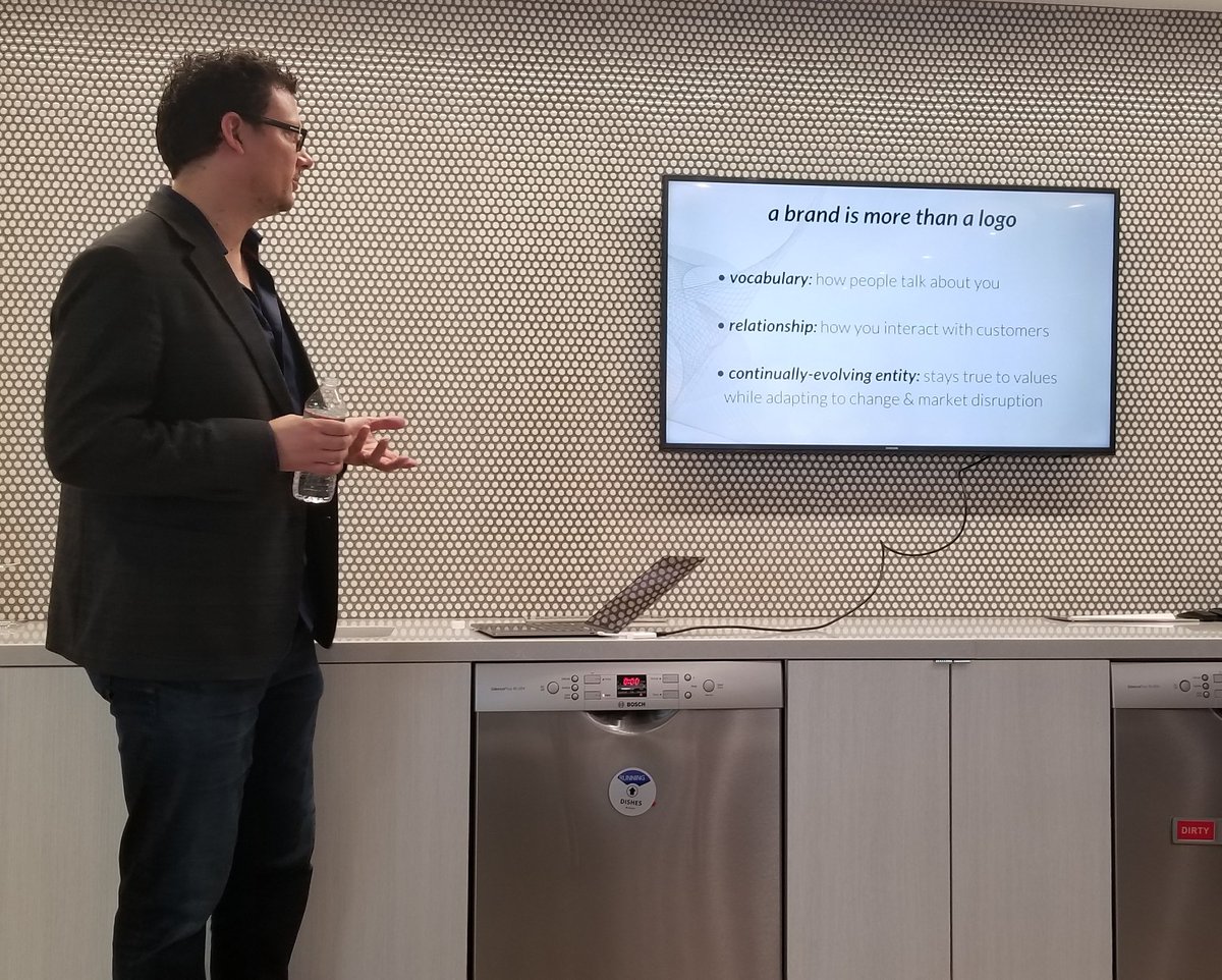 Be_Brllnt's tweet photo. ☕Talking brand agility at this morning's #AMAdBuzz event with @gregkihlstrom at @MakeOfficesDC . #branding #marketing #relationshipbuilding @AAF_DC https://t.co/I9ldQnYQaA