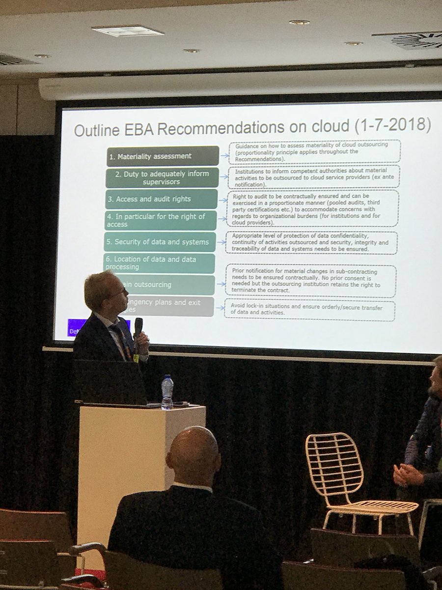 EBFeu's tweet photo. #CarlJanWilliemSchudel from @DNB_NL shows opportunities and risks #cloud adoptions by financial institutions. @bhive_eu #DFE2018 https://t.co/yzAM29NPgp