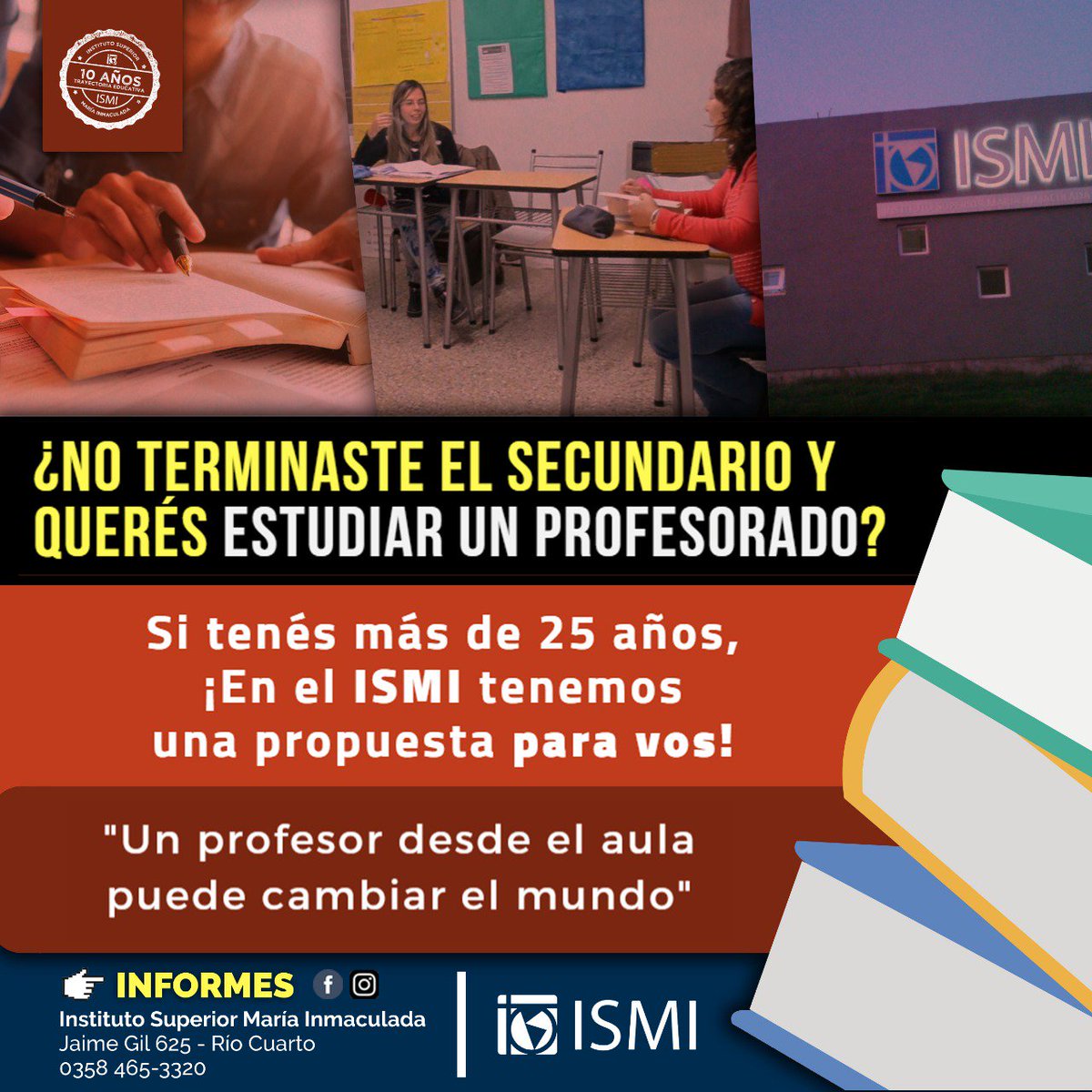 ISMIRIOCUARTO's tweet photo. 📚Oferta Académica ISMI | Mayores de 25 años
Es una oportunidad poco conocida y que posibilita que personas mayores de 25 años, y que no finalizaron sus estudios secundarios, accedan directamente a estudios de nivel superior. https://t.co/3jc1PMoCRI