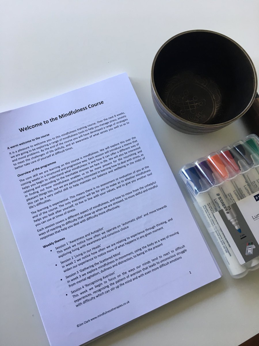 Getting things together to start a new #mindfulness 8week course tonight in #LondonBridge. Looking forward to meeting the group and starting on our journey together. Another course starting tomorrow in #CrystalPalace #SE19 - spaces available. mindfulnesstherapies.co.uk