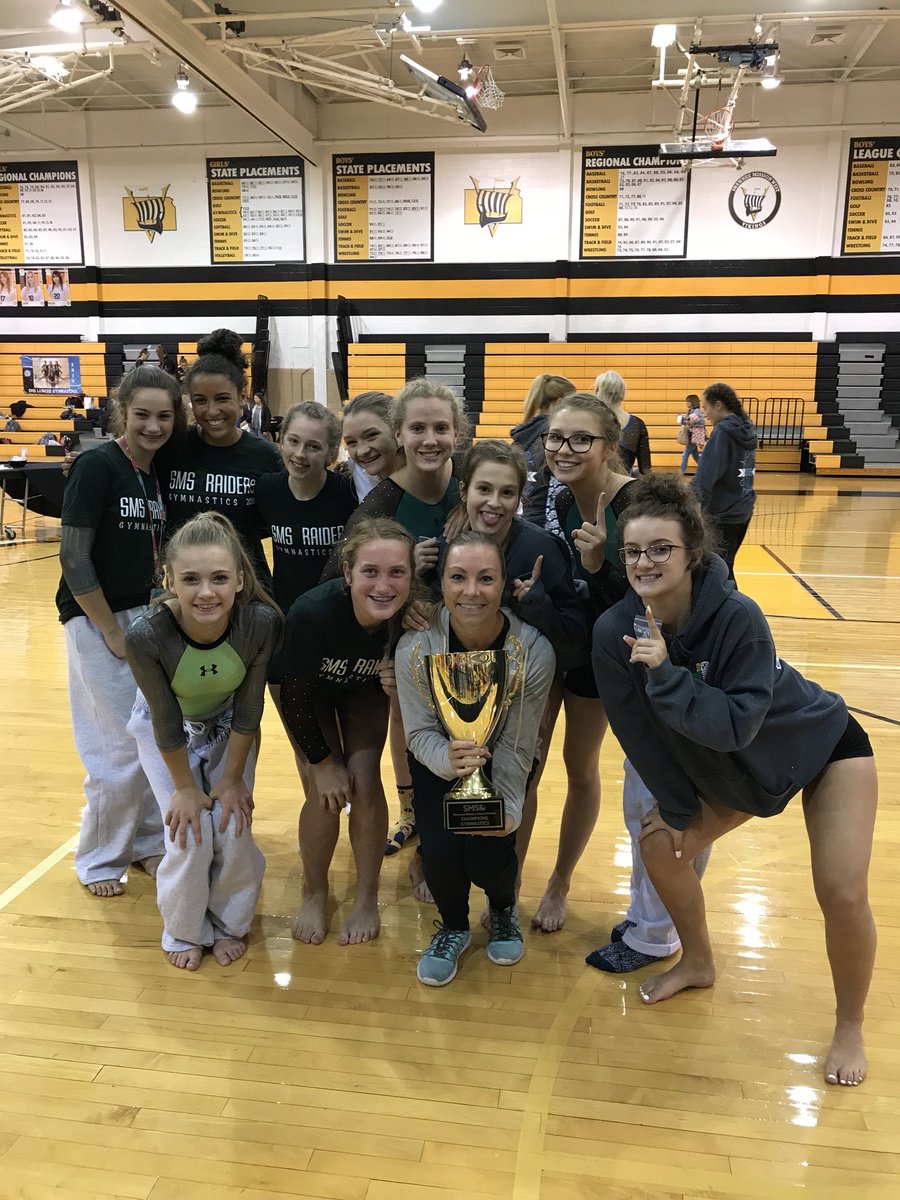 smsgymnastics's tweet photo. Congratulations to the varsity gymnasts for getting FIRST PLACE at district last night! Also shout out to Eden alderman for placing 1st on beam and 2nd all around, Zakaiyah Gillom for placing 1st on floor, 2nd on Beam and 3rd on vault and Bergen cooper for placing 3rd on bars! https://t.co/2WCeHJNl69