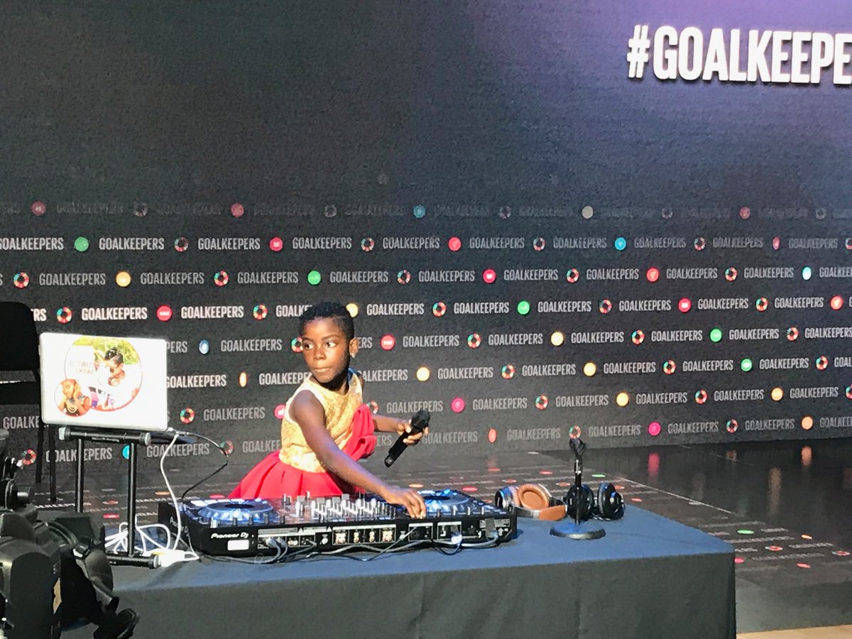 10 years old and leading the #Goalkeepers18 crowd. We all have more energy than we realize, can do more than we think possible. Dream big DJ Switch! #GenUnlimited