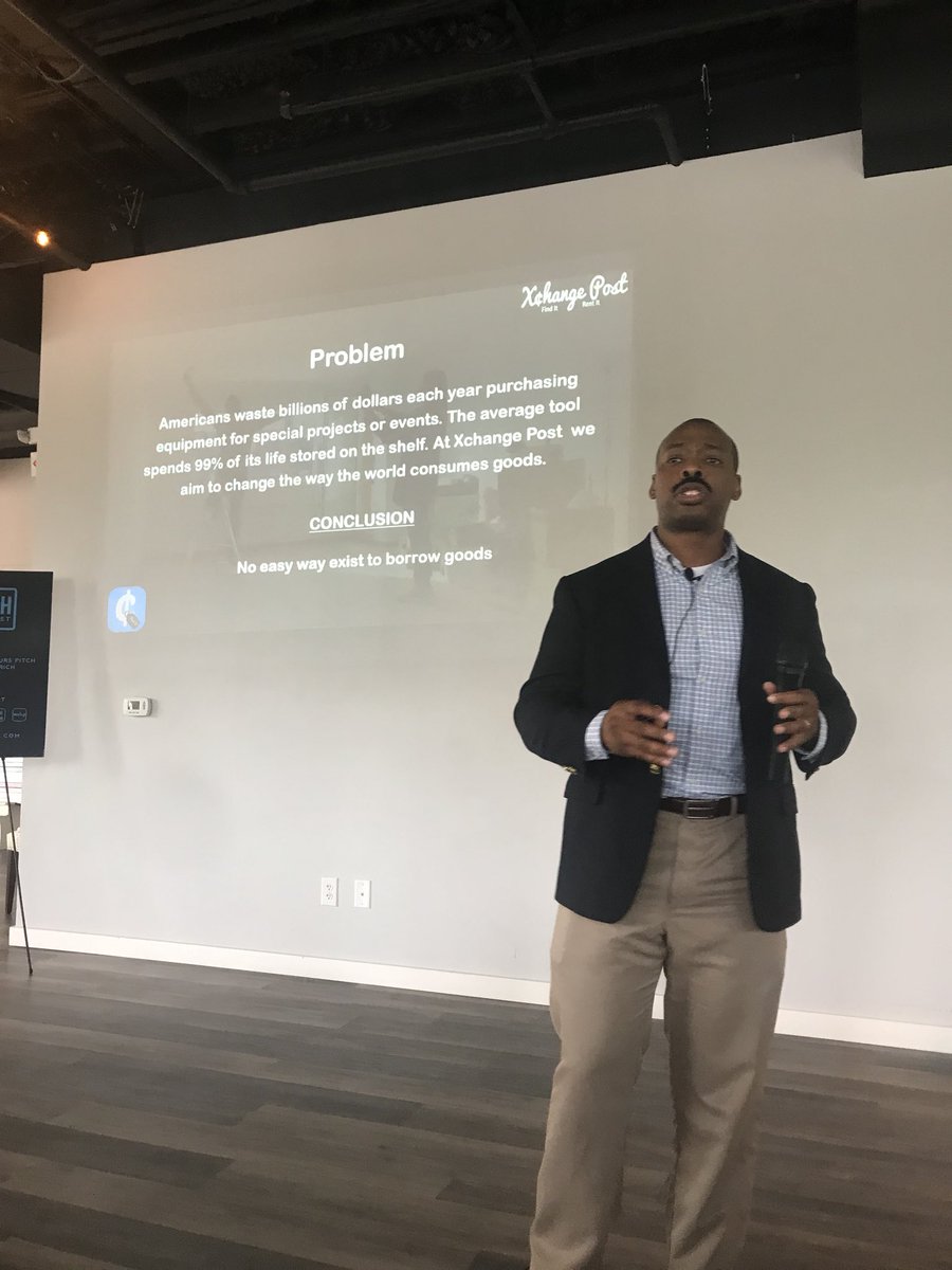 PitchBfastAVL's tweet photo. @xchangepost A web and mobile platform that allows individuals to rent tools and items. Creating a marketplace. #distruptor #peertopeer https://t.co/iXwmR8x2m8