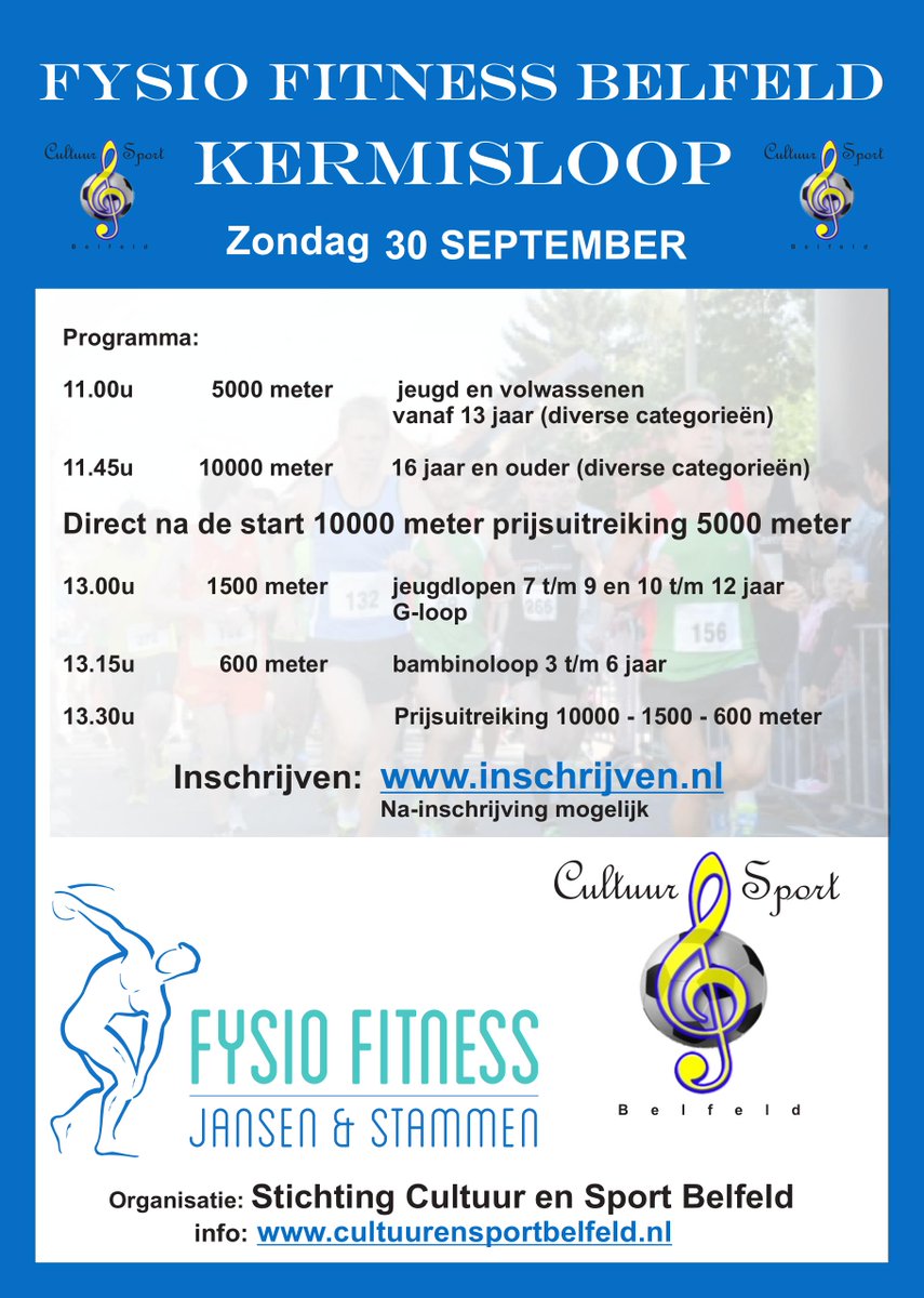 Laatste kans voorinschrijven Kermisloop Belfeld. Gate will be closed at 23.59 <a href="/kermisloop/">St. Cultuur en Sport</a>