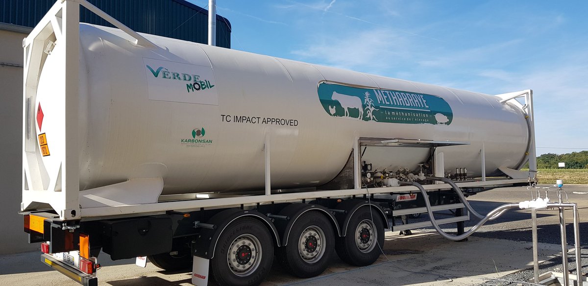 methabraye's tweet photo. Amis du #biogaz bonjour. Ça y est, 
#methabraye a injecté dans le réseau GrDF de Vendôme (41) les premiers M3 de biométhane LIQUÉFIÉ arrivé par portage avec notre navette. Pour des agriculteurs, c'est une première en France, en Europe ??? au monde ???? https://t.co/KwLVsg91HR