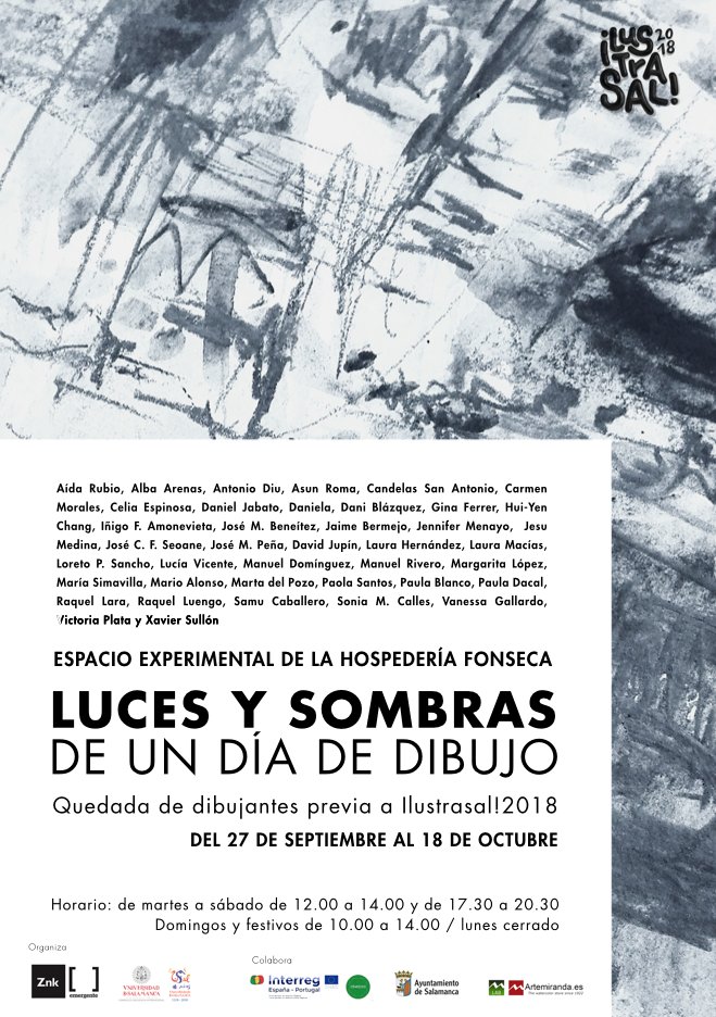 espacioznk's tweet photo. Mañana y hasta el 18 de octubre se podrá visitar la exposición: "Luces y sombras de un día de dibujo" en el Espacio Experimental Fonseca. Con las obras de todos los que pasamos juntos el día 15 dibujando. @SAC_Usal @aytoSalamanca @espacioznk @Artemiranda1922 @SArtvALDIA @s24horas https://t.co/tXzapeHHOb