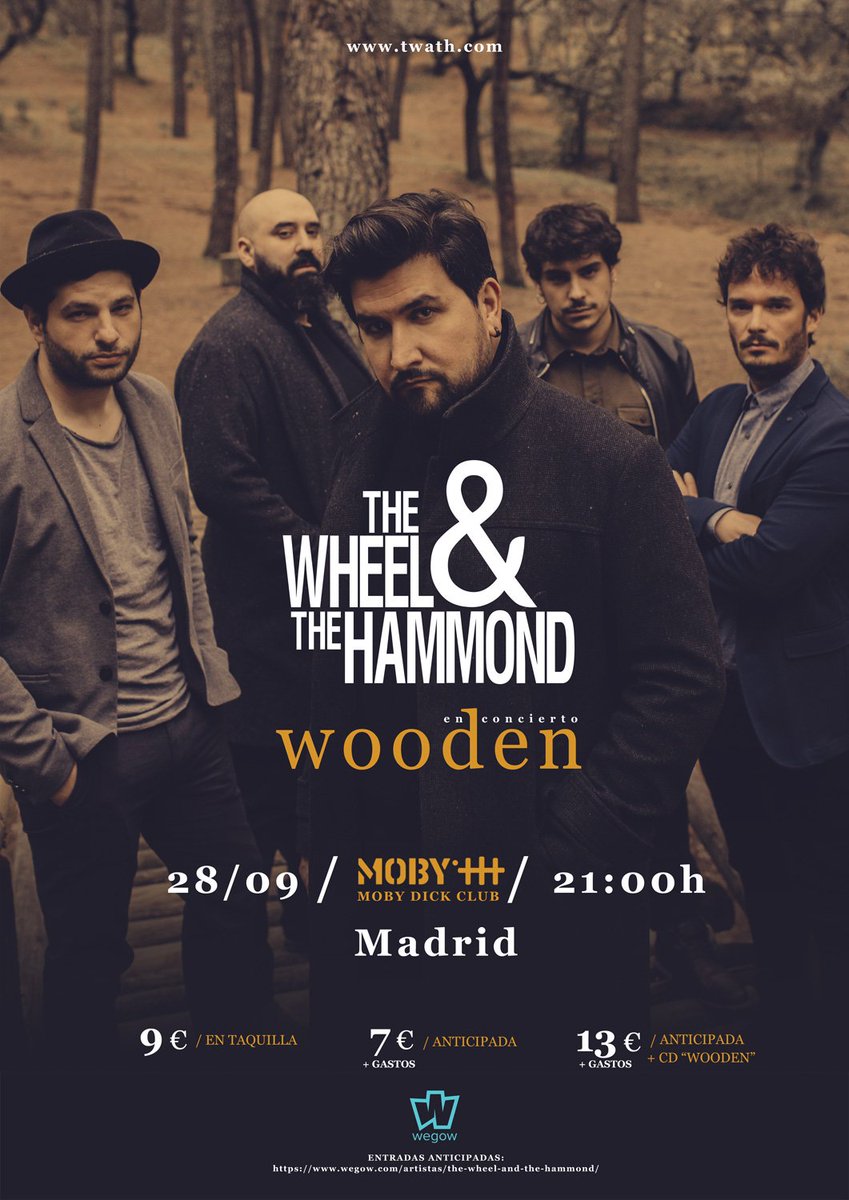 Mañana descubre el sonido en directo de <a href="/twath_band/">TheWheel&TheHammond</a> presentando #Wooden en <a href="/MobyDickClub/">MobyDickClub</a> 
🎫👉 bit.ly/wheelhammond