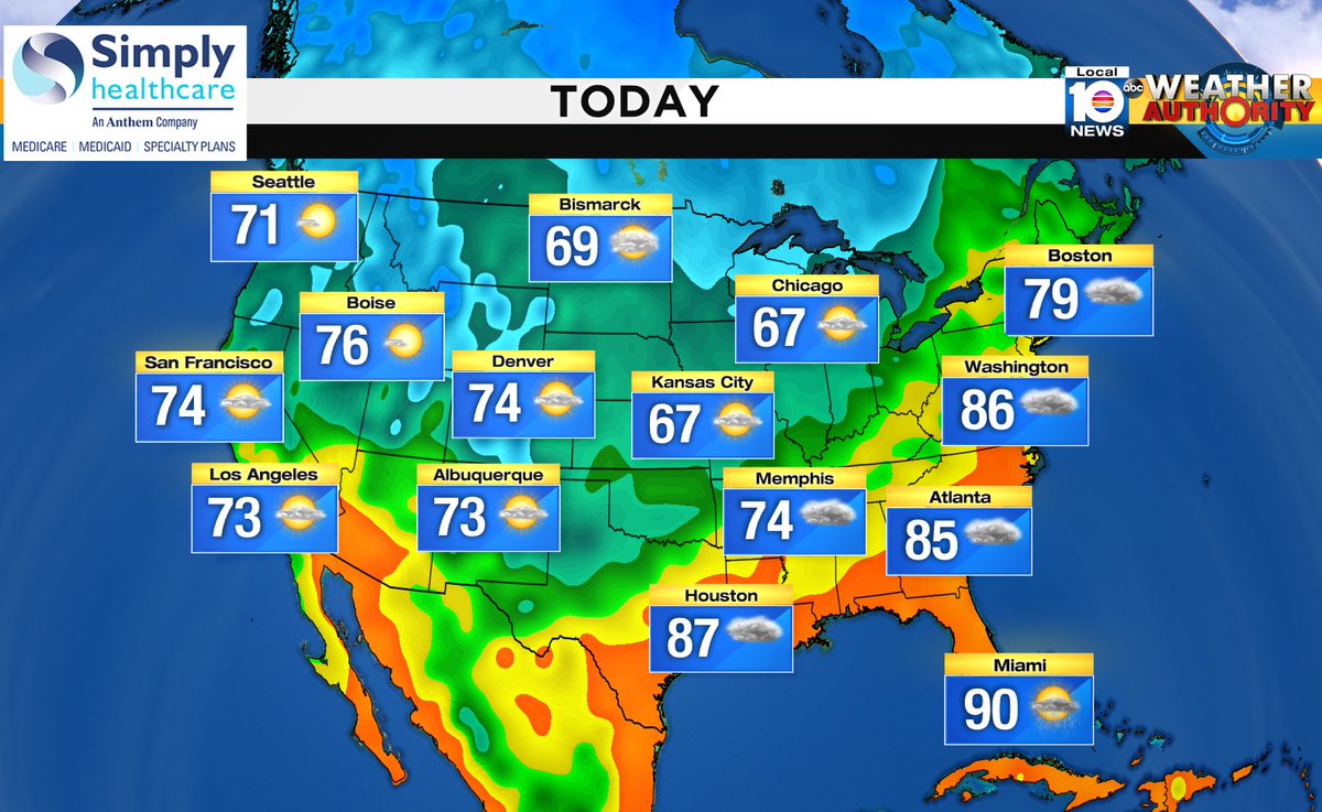 Here is the national forecast for today Presented by Simply Healthcare https://t.co/U1tYd34iBg