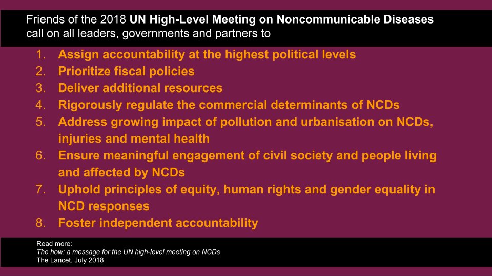 UK_HF's tweet photo. Friends of #HLM3 on #NCDs appreciate seeing NCDs on agenda at #UNGA73 tomorrow – we call on leaders to now urgently turn to implementation of a more ambitious 8-point agenda back home #howNCDs #EnoughNCDs @kentbuse https://t.co/GdSiWNzYFE https://t.co/gx9zYRY8b6