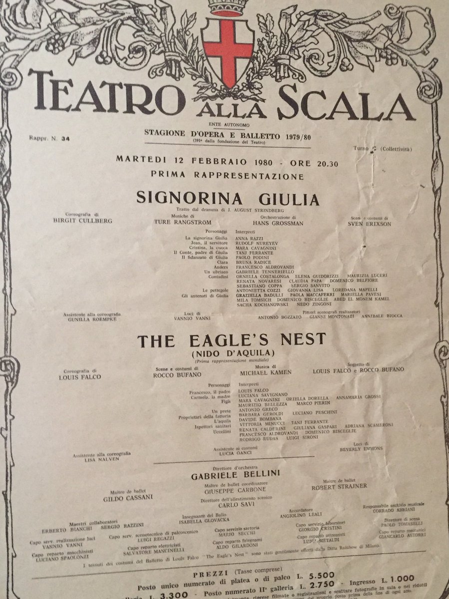 A little #throwback to one of Michael’s favourite ballets, which premiered @teatroallascala in 1980 #EaglesNest is a truly spectacular score that showcases the Maestro’s biggest compositional influences.