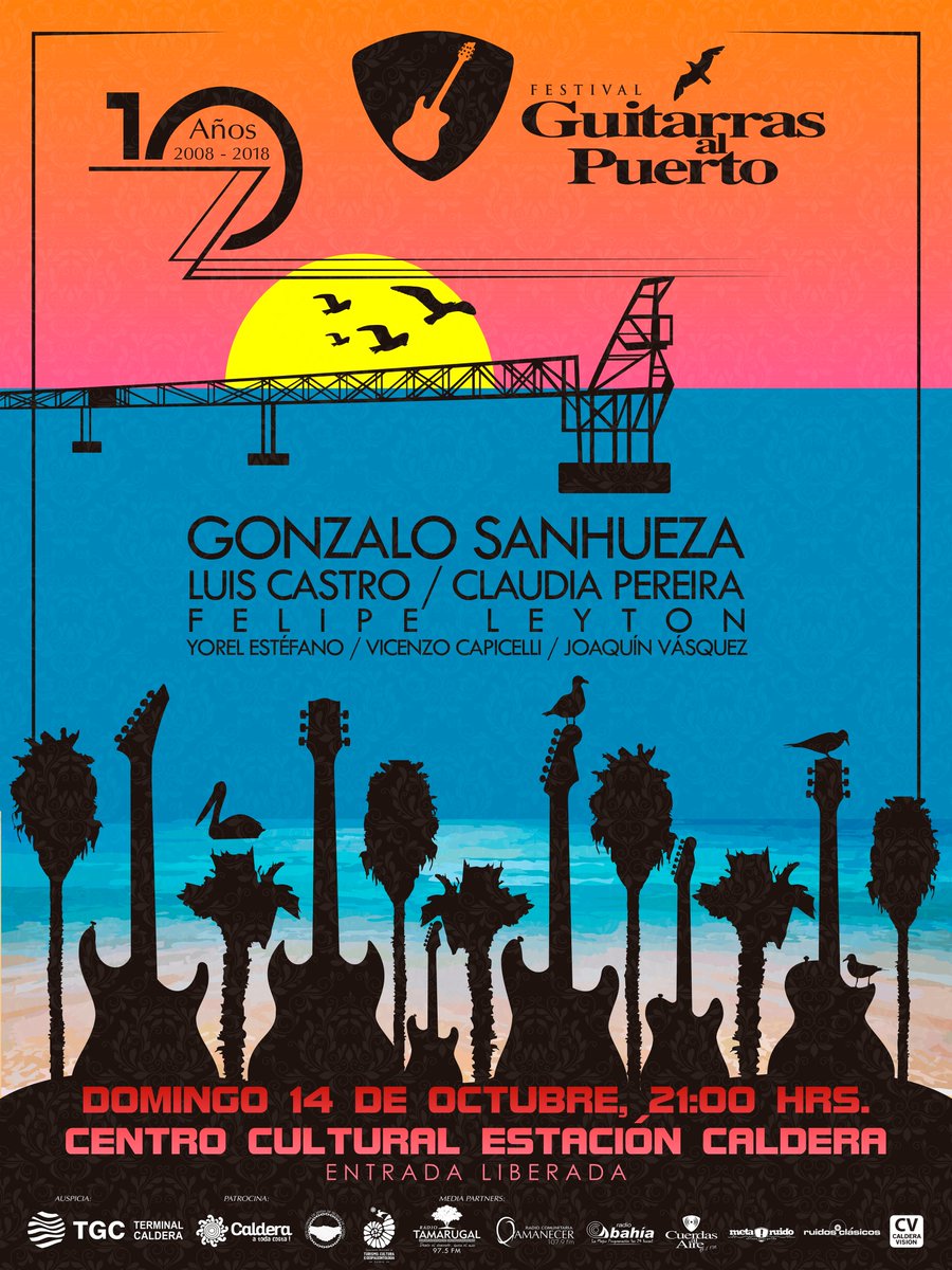 neyra_g's tweet photo. El Domingo 14 de Octubre, celebraremos los 10 Años del Festival "Guitarras al Puerto", en el Centro Cultural Estación Caldera. Les invitamos!!! https://t.co/BlBJHzTvNr