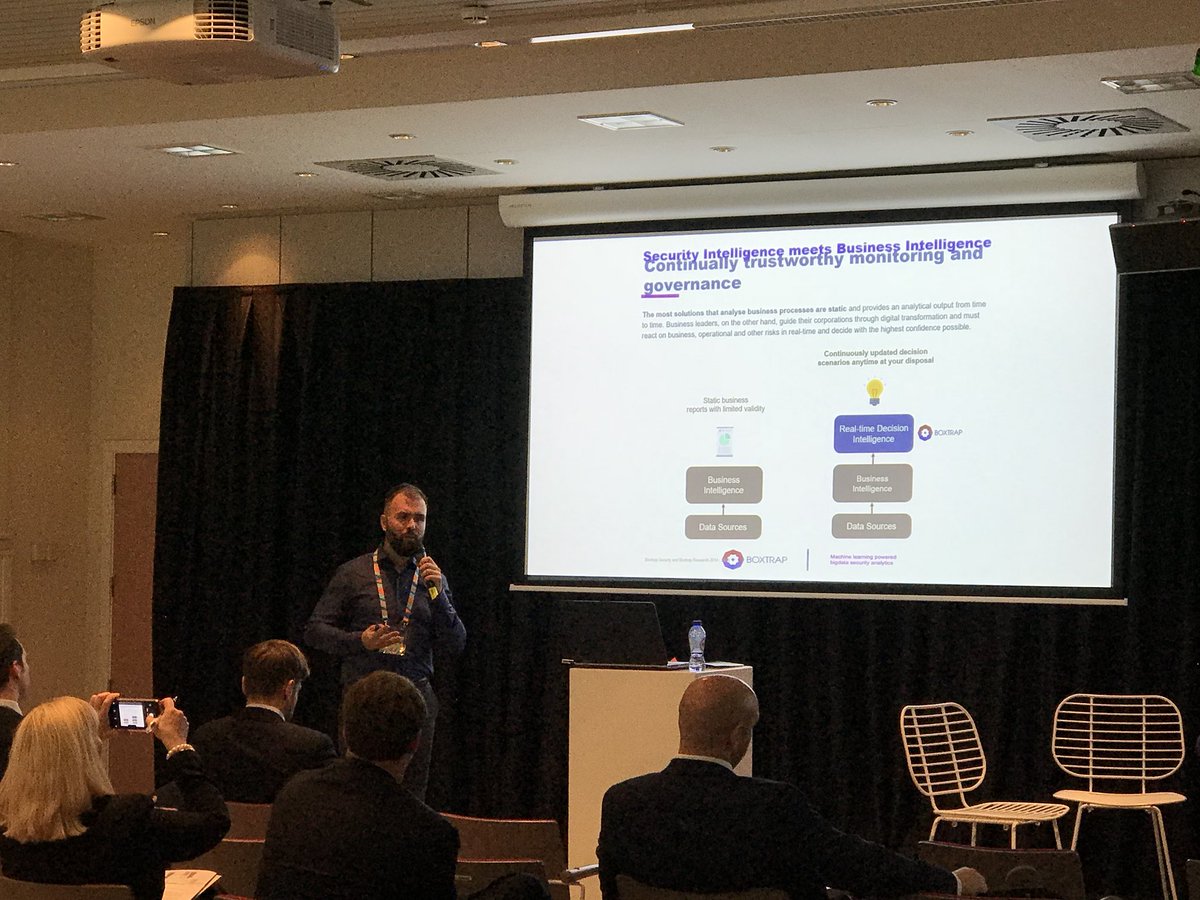 EBFeu's tweet photo. Efficiency of cyber-adversaries is growing and there is not enough cyber security experts. #AI based #cyberattacks are imminent says @DusanMondek @BoxtrapSecurity #DFE2018 @bhive_eu https://t.co/CfSUT3p92E