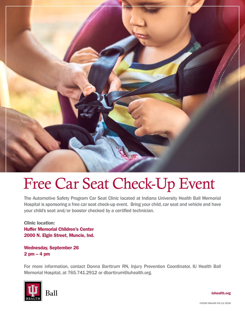 IUHealthECR's tweet photo. Free car seat check-up event today! #cpsweek2018 @SafekidsofDelCo https://t.co/J059w2hPRo