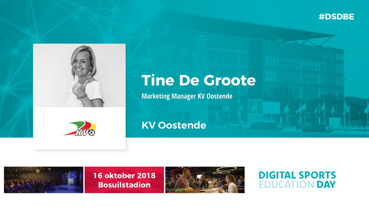 DigitalSportsBE's tweet photo. Kom naar #DSDBE, ontmoet @TineDeGroote en leer meer over @kvoostende's 

✅ CRM en marketing automation
✅ B2B website
✅ VIP - Hospitality platform

🎟️ Boek je tickets nu 👉 https://t.co/hLQSGlp0qS 

🗣️ Het programma 👉 https://t.co/XVaSvThK7V https://t.co/nZEhXyUnuz