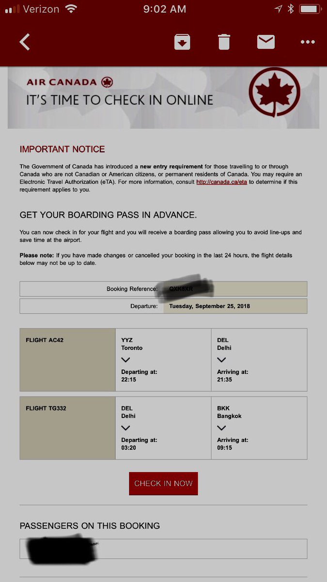 CEcauley's tweet photo. @AirCanada I was emailed someone else’s travel itinerary, booking reference, and name. https://t.co/U2yemfDY6U