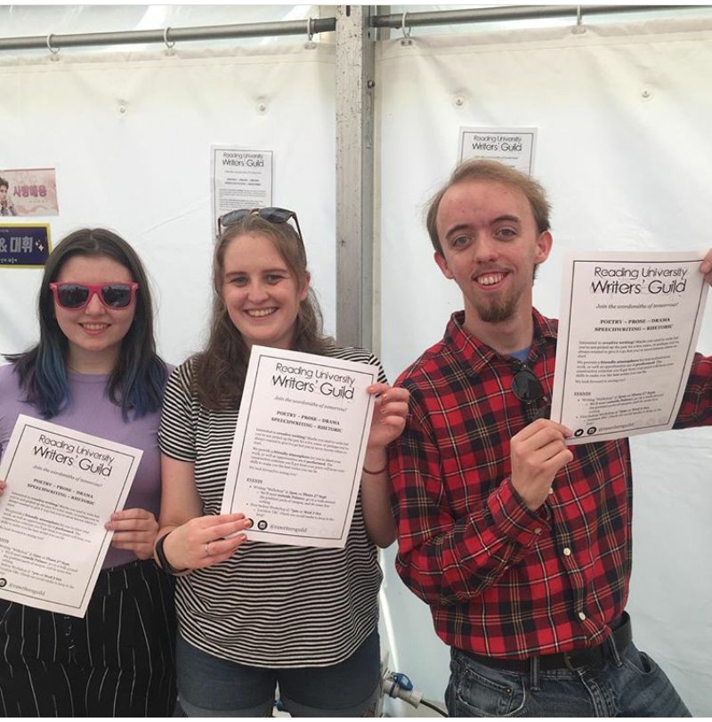 RUWritersGuild's tweet photo. We're in the Freshers Fayre tent! Come say hi! https://t.co/erOYoTwJkA