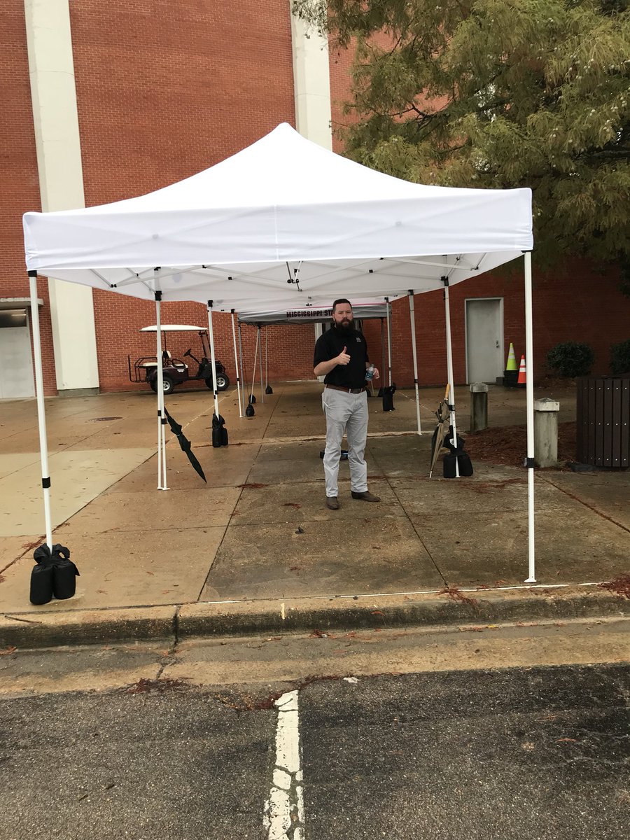 Rain won’t stop this <a href="/msstatecareer/">MSU Career Center</a> fair!  To our employers: we are ready to keep your materials dry today! #hailstate