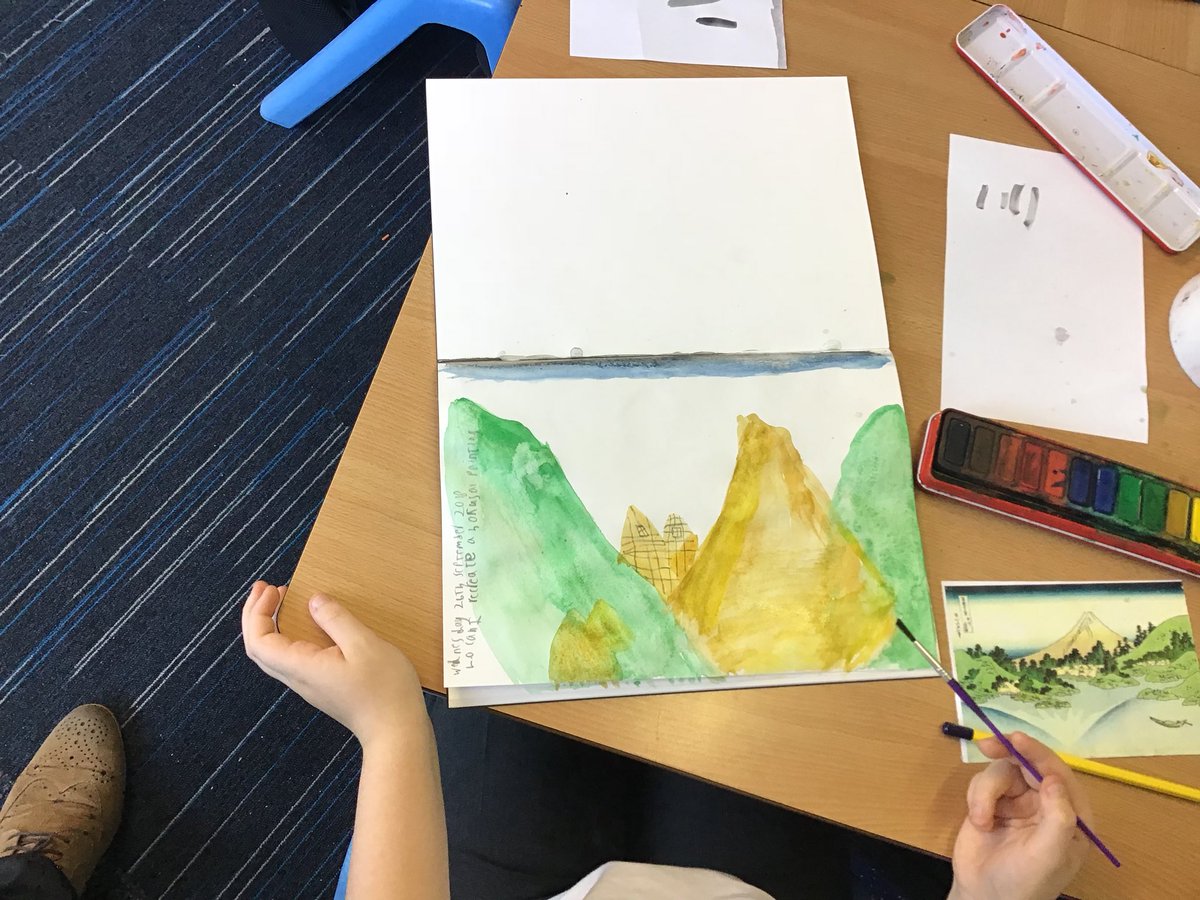 stgabscastleton's tweet photo. Year 3 have been trying to replicate one of Hokusai’s #36ViewsOfMountFuji.
What do you think of Lesley’s, James’s and Maxwell’s attempts so far?
#Year3StGabs https://t.co/fjNIR3GHj3