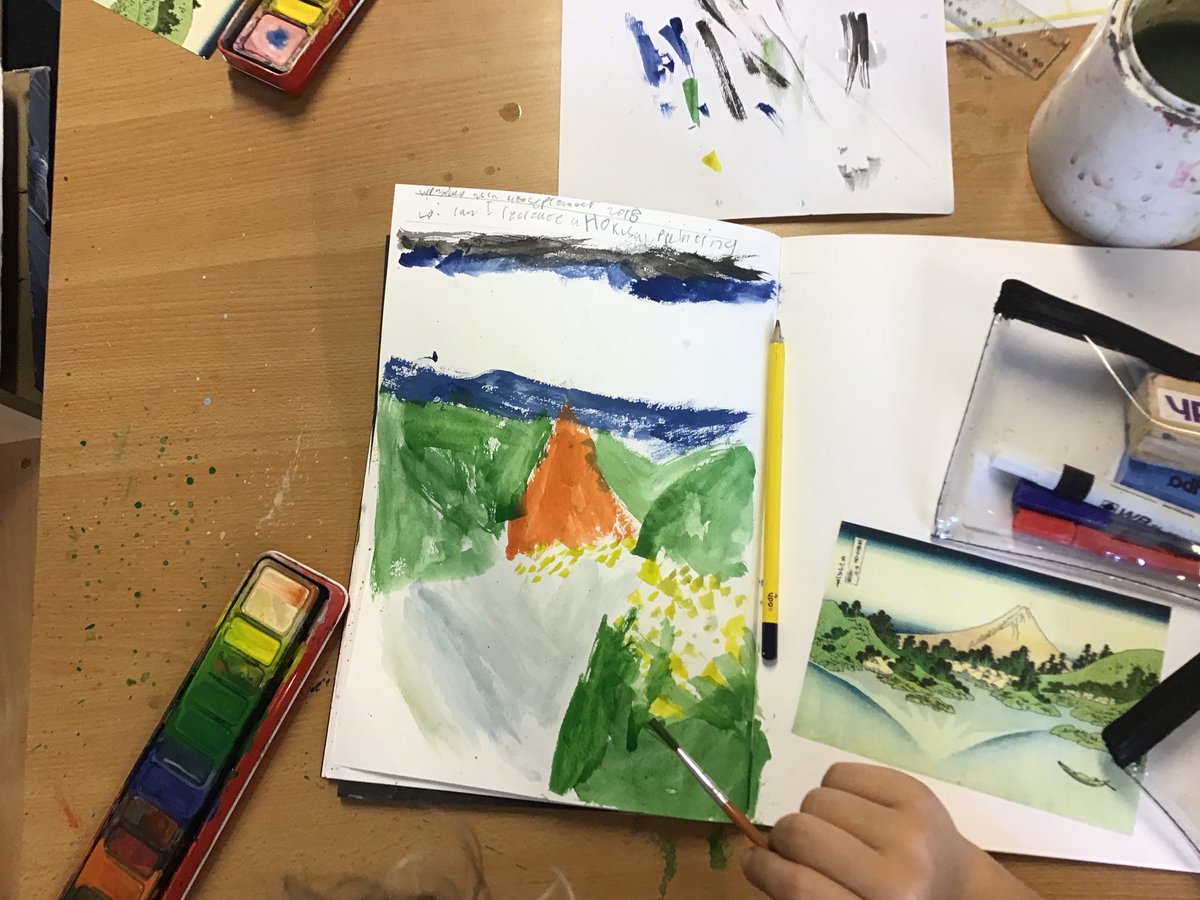 stgabscastleton's tweet photo. Year 3 have been trying to replicate one of Hokusai’s #36ViewsOfMountFuji.
What do you think of Lesley’s, James’s and Maxwell’s attempts so far?
#Year3StGabs https://t.co/fjNIR3GHj3
