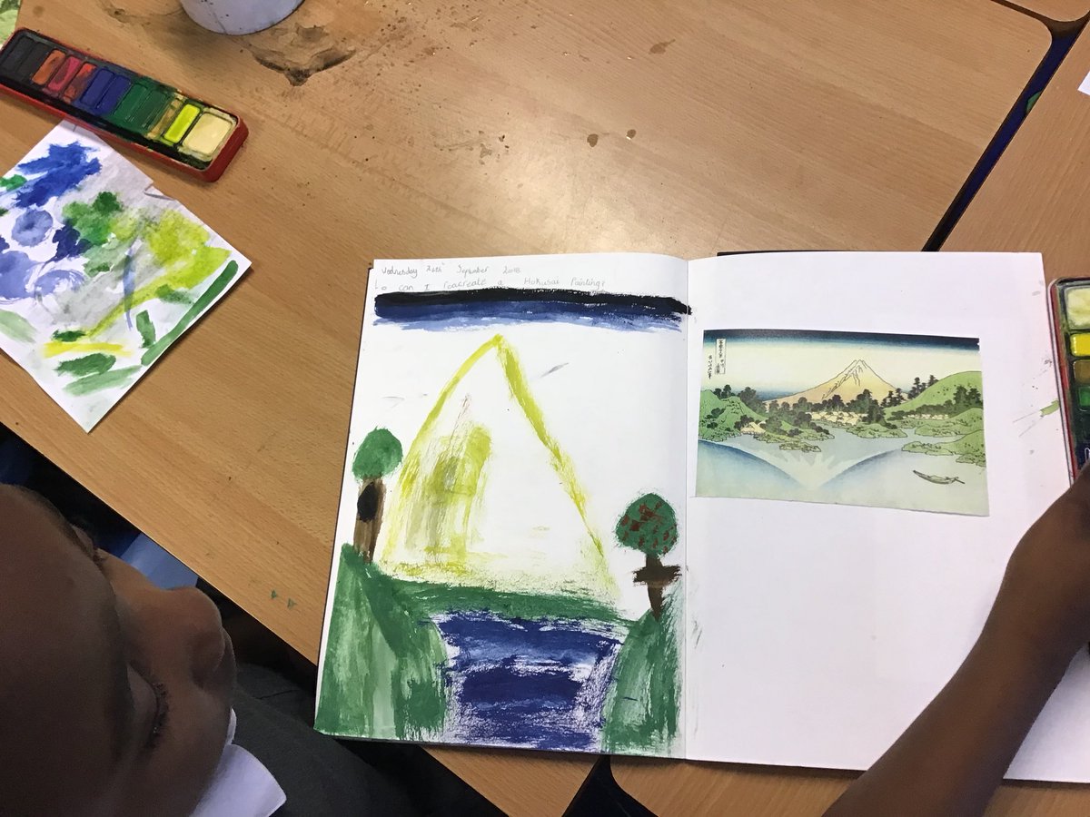 stgabscastleton's tweet photo. Year 3 have been trying to replicate one of Hokusai’s #36ViewsOfMountFuji.
What do you think of Lesley’s, James’s and Maxwell’s attempts so far?
#Year3StGabs https://t.co/fjNIR3GHj3