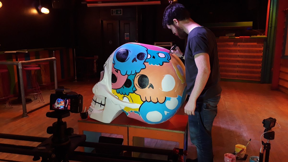 ABVMedia's tweet photo. Next job for #LondonCocktailWeek - shooting a time-lapse of a skull painting with @ElJimadorTequila and @HATCH_ART And Illustration. Tres cool, in Shoreditch don't y'know... B-) https://t.co/LXbyhxnSH3