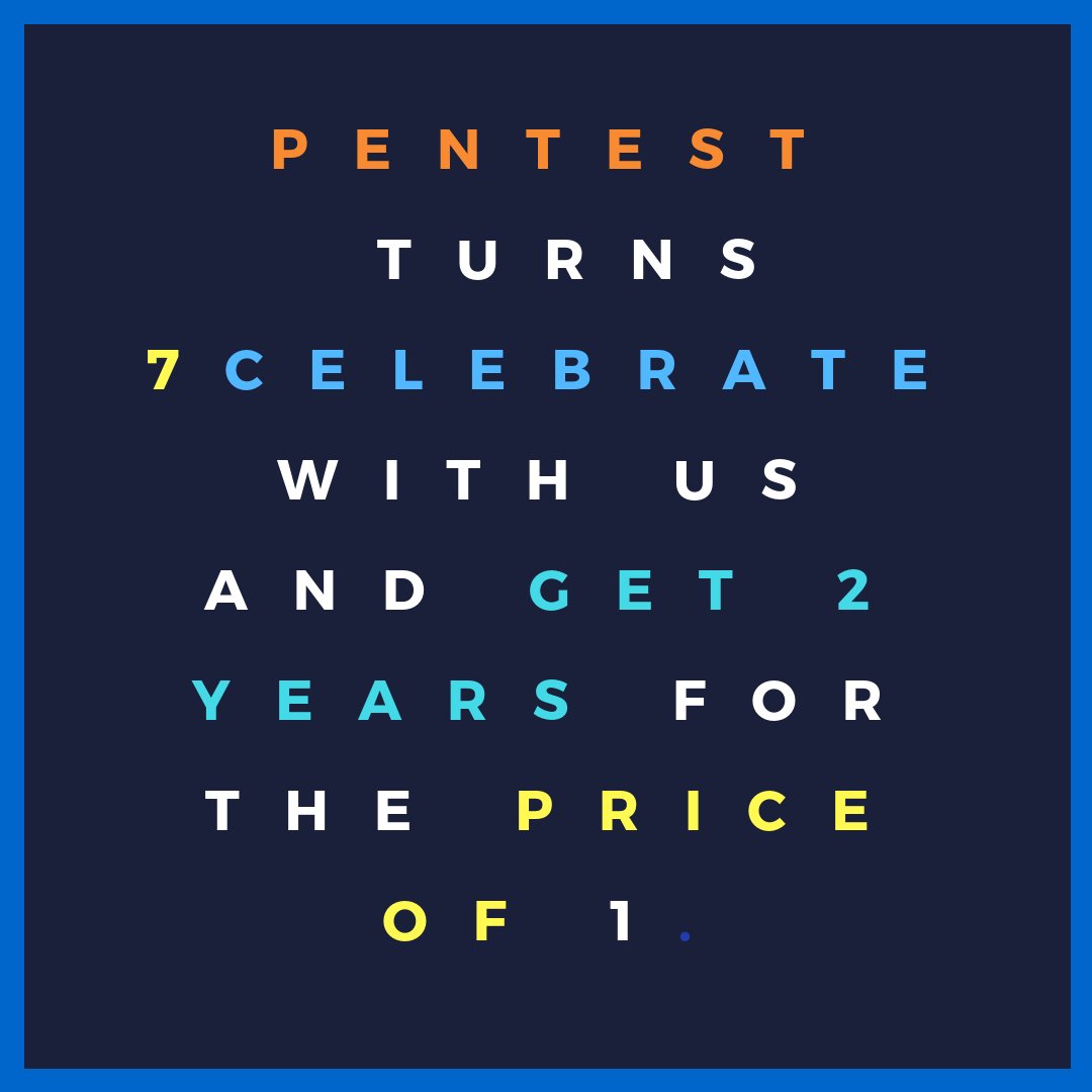 ! <a href="/PenTestMag/">PenTest Magazine</a> turns 7! Celebrate with us and get 2 years at the price of 1! pentestmag.com/product-catego…