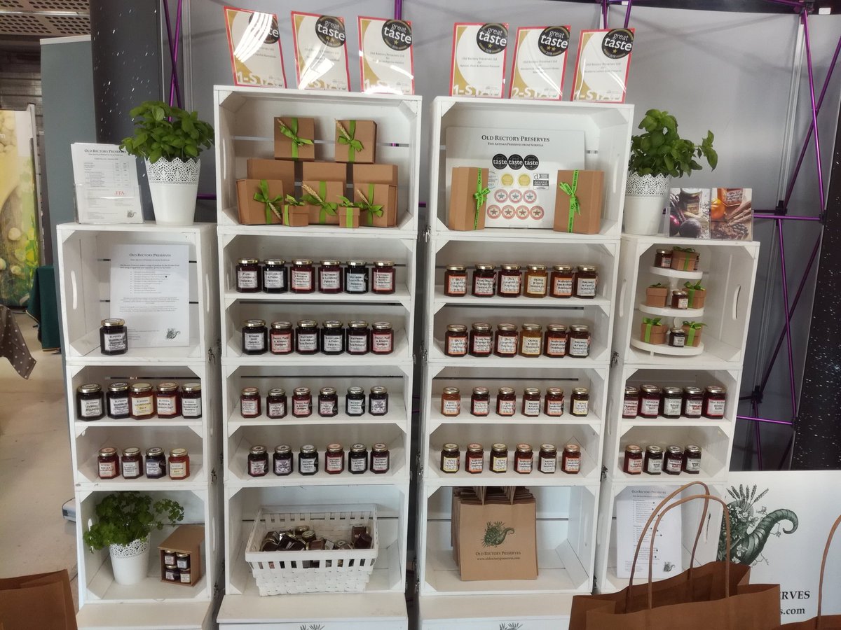 HuwSayer's tweet photo. #LF18 - lovely display of #Norfolk preserves from Old Rectory Preserves in Carleton Rode at @LocalFlavours18 https://t.co/winstf1ilI