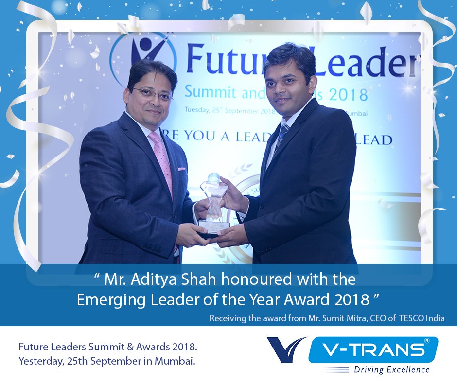 vtransindia's tweet photo. Heartiest Congratulations, Mr. Aditya Shah for ‘Emerging Leader of the Year Award 2018’ ,received the award from Mr. Sumit Mitra, CEO, Tesco at the UBS Forums.
#Future_Leadership_Award2018 #Emerging_leader #Vtrans #Logistics #Cargo #Leadership #Transportation https://t.co/vhzkQ2rsZc