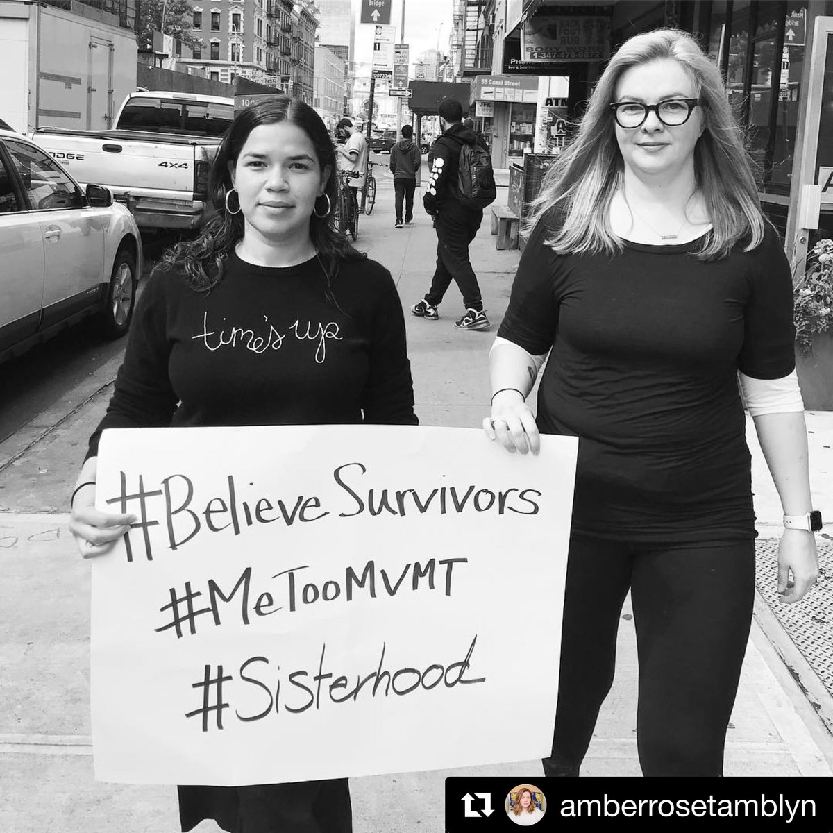 LckProductions's tweet photo. Our #wcw goes to @ambertamblyn &amp; @AmericaFerrera, who’s photo needs to caption. #metoo
#BelieveWomen #BelieveSurvivors #timesup https://t.co/vJL3fDv6Oe