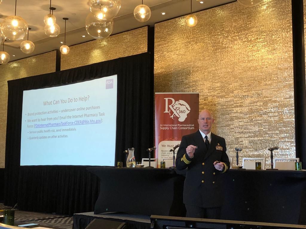 LifeConEx's tweet photo. CDR TJ Christl, Director, Office is Drug Security, Integrity and Response (ODSIR), (FDA) shares how the CDER’s Office of Compliance ongoing efforts to combat ten opioid epidemic and API-related recalls of porcine thyroid and valsartan. #SupplyChainSecurity #FDA #Rx360 https://t.co/sZqGBApUlq