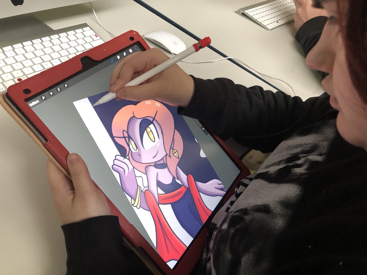 durfee_design's tweet photo. Senior Sarah Orabona dreams of working in the animation world. Her characters are outstanding! She’s on the right track to achieve her goal!!! #Justteachit #durfeevisualdesign https://t.co/QnV3EuMom2