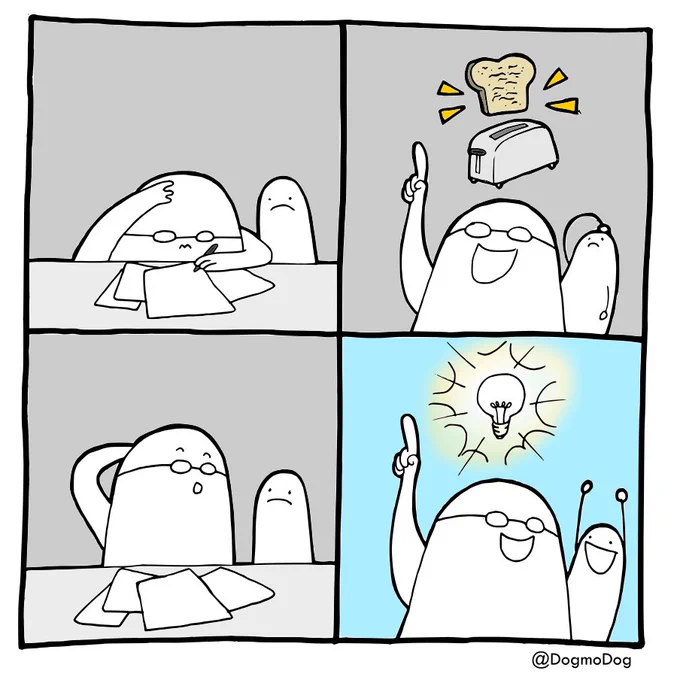 "Eureka!" Ever go so long without a good idea you forget what it feels like?
#ihaveanidea #comics #webcomics 